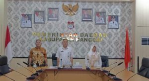 Sekkab Banggai saat mengikuti acara bersama BPK RI secara Virtual.
