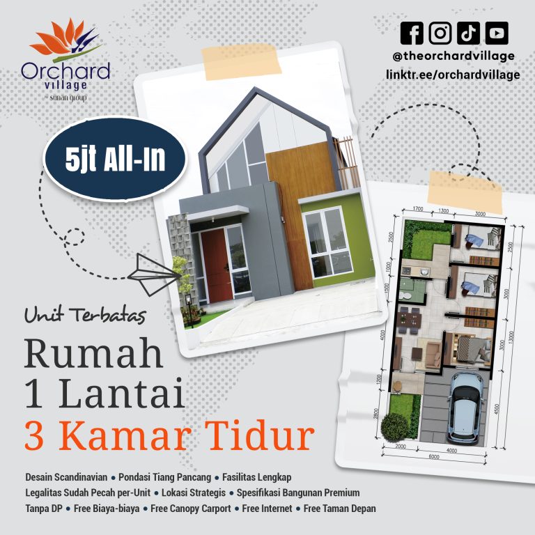 The Orchard Village Bekasi, Hunian Ideal untuk Kaum Milenial Wujudkan Rumah Impian 1 tipe45 3KT 768x768 1